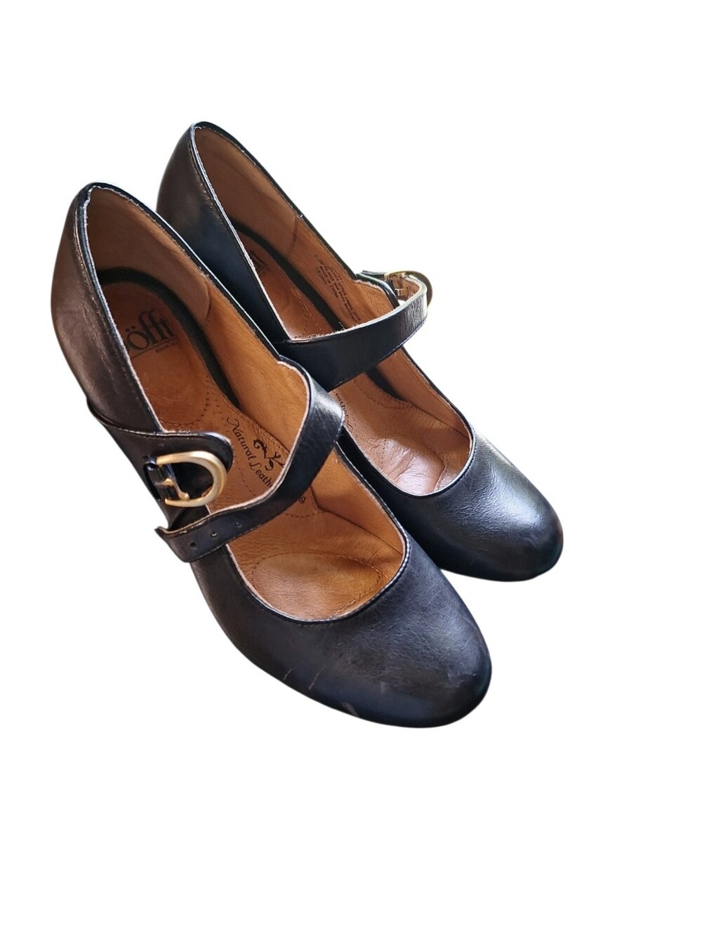 Sofft Miranda Ladies Mary Jane Pumps 8 1/2 M Black Leather Block Heel Comfy Shoe - Picture 2 of 7